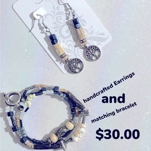 Handcrafted earrings and bracelet